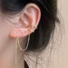 Moon Chain Earring And Chain Ear Cuff Gold - 1376a#