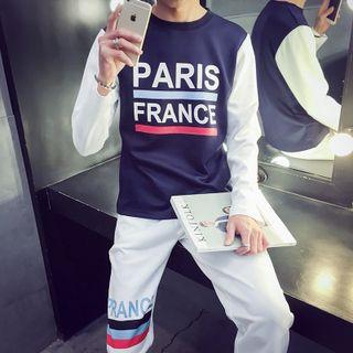 Set: 3/4-sleeve Lettering T-shirt + Sweatpants