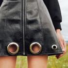 Cut-out Mini A-line Skirt