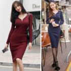 Tie-waist V-neck Hooded Dress
