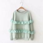 Ruffle Trim Pullover Pea Green - One Size
