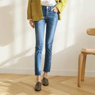 Cropped Slim-fit Straight-cut Jeans