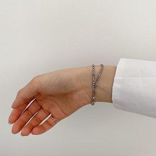 925 Sterling Silver Layered Bracelet 1 Pc - Silver - One Size