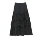 Tiered Frill Trim A-line Midi Skirt
