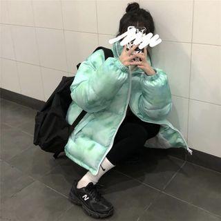 Dyed Stand-collar Padded Zip Jacket