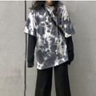 Short-sleeve Printed Shirt Black & Gray - One Size