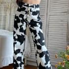 Cow Print Cropped Wide-leg Jeans