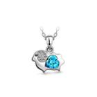 Chinese Zodiac Ram Pendant With Blue Austrian Element Crystal And Necklace