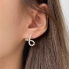 Curve Rhinestone Earring 1 Pair - S925 Silver Needle - Gold - One Size