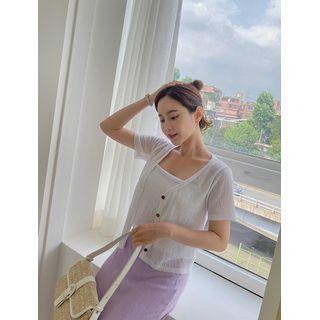 Plus Size V-neck Sheer Cardigan