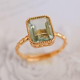 Rhinestone Ring Gold & Green - One Size
