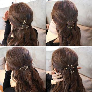 Geometric Hair Clip Solid Star Group - Silver - One Size