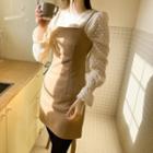 Spaghetti-strap Fitted A-line Minidress