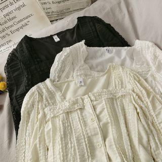 Loose-fit Square-neck Lace Blouse