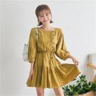 Square-neck A-line Mini Dress With Sash