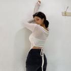 Cutout Tie-back Sheer T-shirt