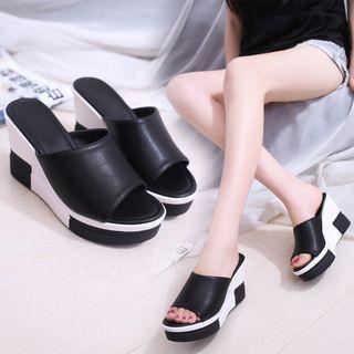 Slide Platform Wedge Sandals