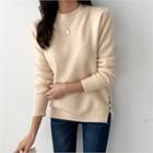 Round-neck Button-trim Knit Top