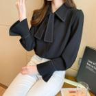Bell-sleeve Collared Button-up Blouse