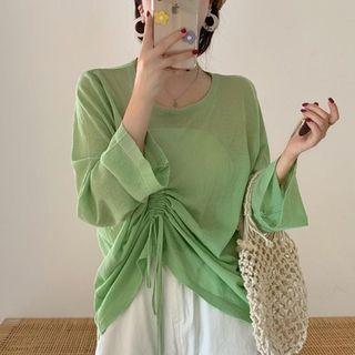 Long-sleeve Drawstring Front T-shirt