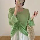 Long-sleeve Drawstring Front T-shirt