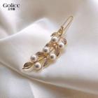 Faux Pearl Leaf Hair Clip Gold - One Size