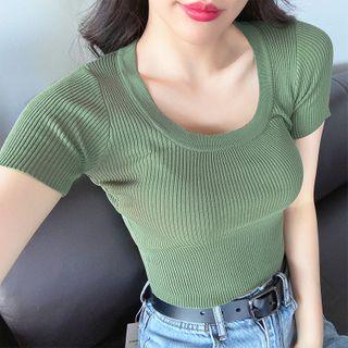 U-neck Crop Knit Top In 6 Colors