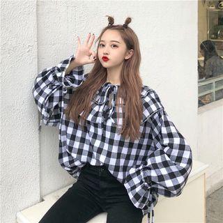 Plaid Loose Fit Blouse As Shown In Figure - One Size