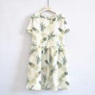 Pineapple Print Short-sleeve A-line Dress