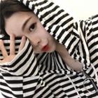 Long Sleeve Striped Hooded Pullover Stripe - One Size