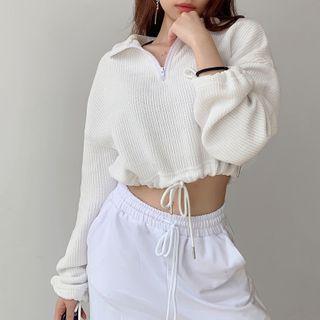Plain Loose-fit Crop Pullover