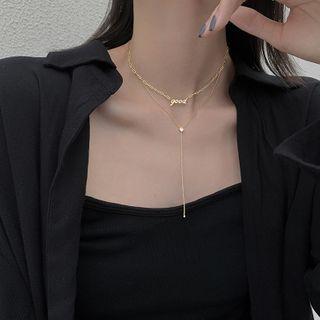 925 Sterling Silver Lettering Pendant Layered Necklace