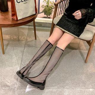 Platform Perforated Tall Boots