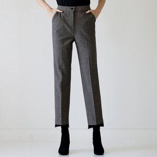 Asymmetric-hem Straight Dress Pants