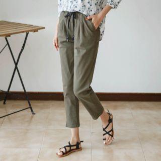 Drawstring-waist Baggy-fit Cropped Pants