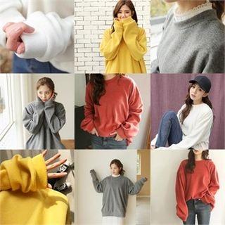 Round-neck Brushed Fleece Sweatshirt