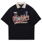 Short-sleeve Collar Cartoon Print T-shirt