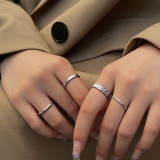 Set Of 4: Alloy Open Ring (various Designs) Set Of 4 - Silver - One Size
