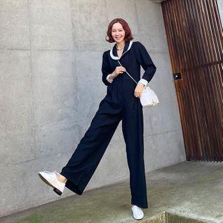 Shawl-collar Shirtwaist Jumpsuit