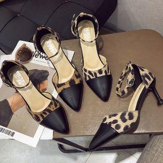 Leopard Print Pointed Kitten Heel Pumps