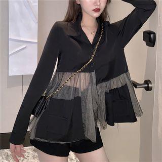 Mesh Panel Blazer Black - One Size