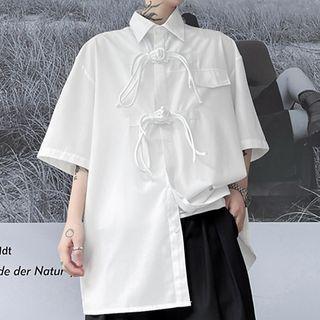 Elbow-sleeve Knotted Shirt