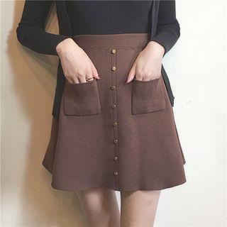 Pocket Front A-line Skirt