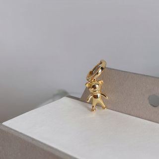 Bear Sterling Silver Dangle Earring 1pc - Gold - One Size