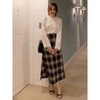 Band-waist Checked Long Skirt One Size