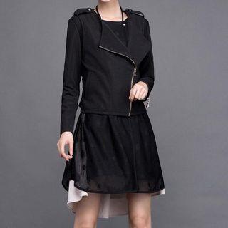 Set: Zip-side Jacket + Paneled A-line Dress