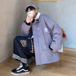 Faux Shearling Panel Cargo Jacket