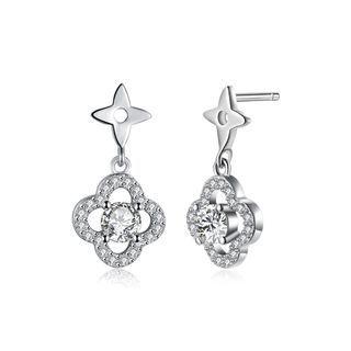 Fashion Elegant Flower Earrings With Cubic Zircon Silver - One Size