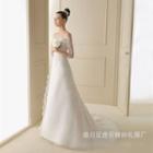 Lace Off-shoulder Trained Wedding Dress