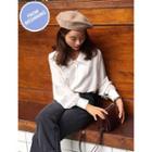 Wide-collar Puff-sleeve Shirt